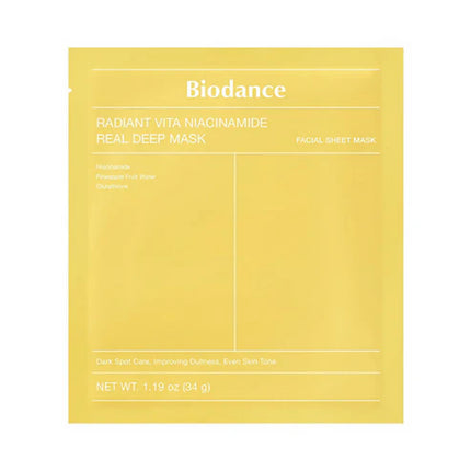 Biodance Radiant Vita Niacinamide Real Deep Mask 34g ✨ Υδρογέλη Μάσκα με Νιασιναμίδη, Γλουταθειόνη & Νερό Ανανά για Λαμπερή, Ομοιόμορφη Επιδερμίδα