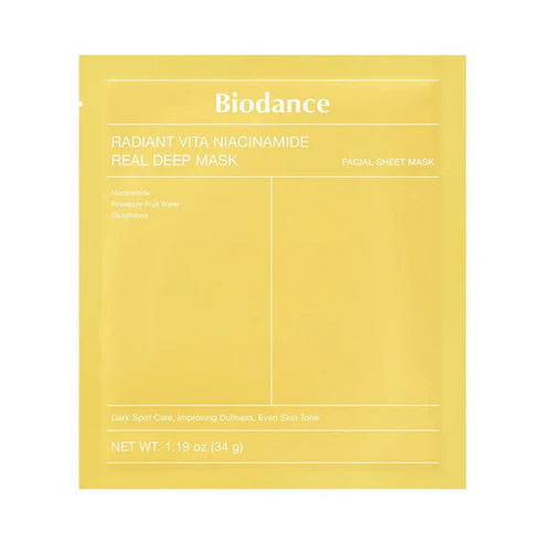 Biodance Radiant Vita Niacinamide Real Deep Mask 34g ✨ Υδρογέλη Μάσκα με Νιασιναμίδη, Γλουταθειόνη & Νερό Ανανά για Λαμπερή, Ομοιόμορφη Επιδερμίδα